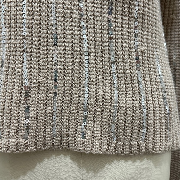 297 Nanette Lepore | NWOT Beige Sequin Knit Sweater (Size S) - Picture 13 of 14
